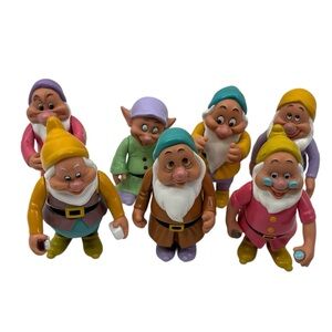 Vintage Disney Snow White Seven Dwarfs Figures Set - Complete of 7 Characters